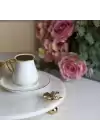 Akayev Mermer Beyaz 30 Cm Altın Ayak Kelebek Yuvarlak Sunum Tabağı