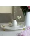 Akayev Mermer Beyaz 30 Cm Altın Ayak Kuş Yuvarlak Sunum Tabağı