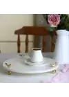 Akayev Mermer Beyaz 30 Cm Altın Ayak Kuş Yuvarlak Sunum Tabağı