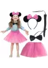 Minnie Kostüm Seti (pembe Tütü Etek + Pembe Taç + Papyon + Kuyruk)