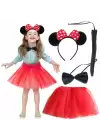Minnie Mouse Kostüm Seti - Etek, Taç, Kuyruk, Papyon