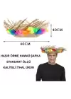 Natural Renkli Püsküllü Örme Hasır Hawaii Şapka