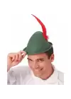 Peter Pan Şapkası Yeşil Renk Kırmızı Tüylü