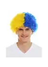 Sarı Lacivert Kıvırcık Afro Bonus Taraftar Peruğu