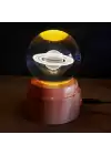Satürn Tasarımlı Dönen Cam Küre