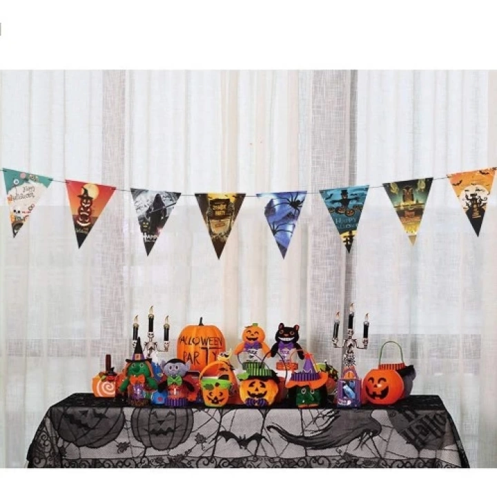 Cadılar Bayramı Halloween Flama Bayrak Banner Süs 8 Li