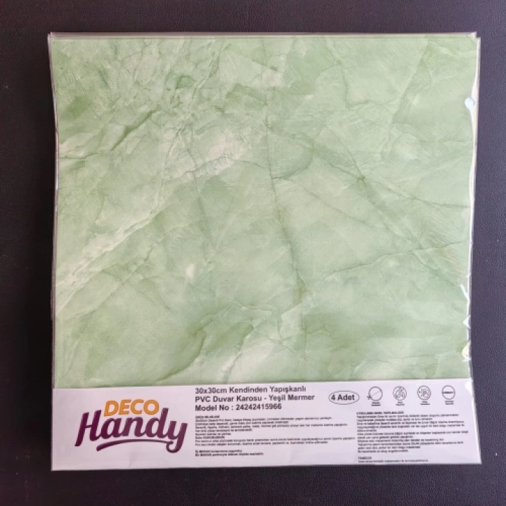 Decohandy 30x30 Cm Pvc Duvar Karosu 4lü Paket - Yeşil Mermer