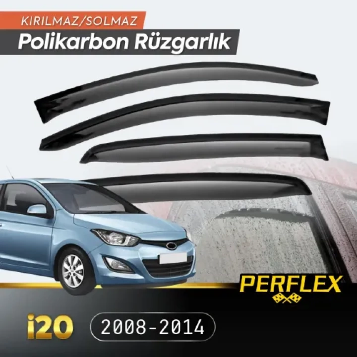 Perflex Polikarbon Kırılmaz Rüzgarlık V2 Düz Hyundai İ20 2008-2014