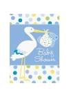 Baby Boy Stork Temalı Mavi Davetiye 8 Adet