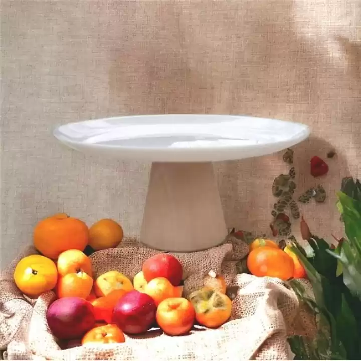 Akayev Ahşap Konik Ayaklı Beyaz 25 Cm Sunumluk