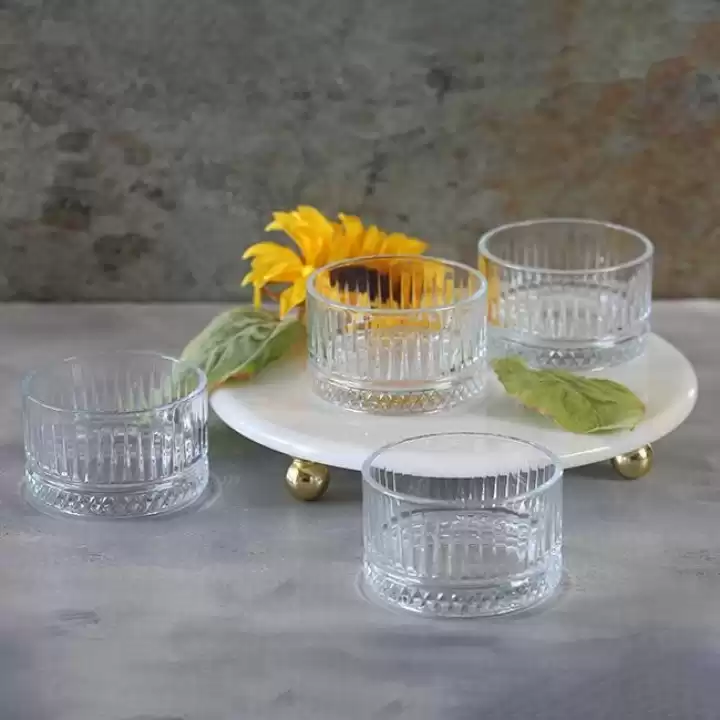 Akayev Mermer 25 Cm Altın Boncuk Ayaklı Elysia 4lü Reçellik İkramlık