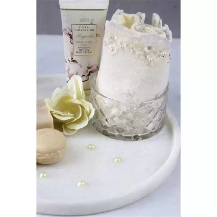 Akayev Mermer 28 Cm Beyaz Yuvarlak 2 Cm Sunum Tabağı