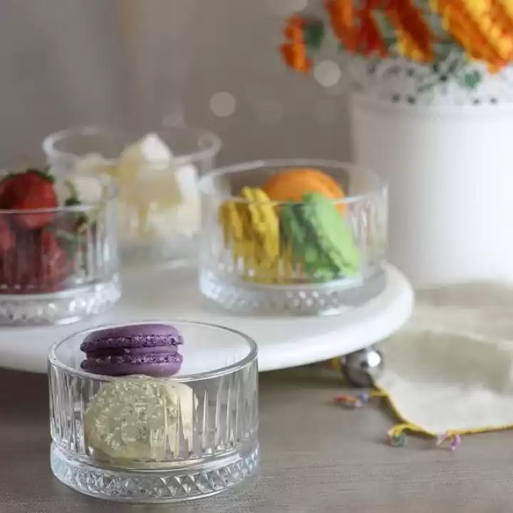 Akayev Mermer Beyaz 25 Cm Gümüş Boncuk Ayak Elysia 4lü Reçellik İkramlık