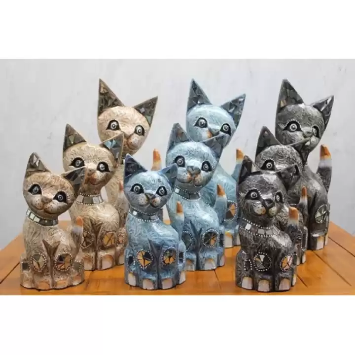 Ahşap 3lü Kedi Seti 40 Cm