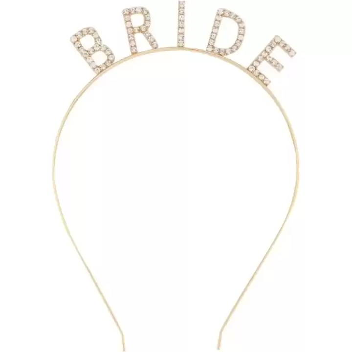 Altın Gold Renk Bekarlığa Veda Kristal Taş Bride Tacı İthal