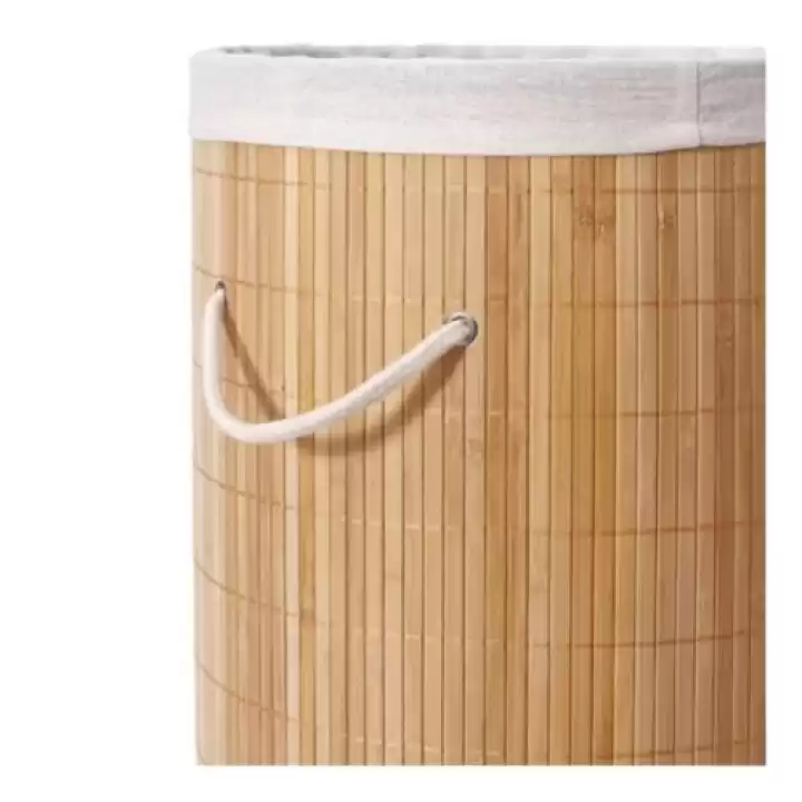 Decohandy Yuvarlak Bambu Kirli Sepeti