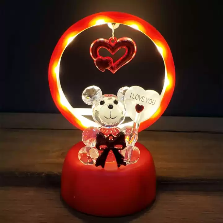 Işıklı Kırmızı I Love You Ayıcık