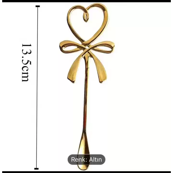 Kalpli Fiyonklu Gold Kahve Kaşığı 1 Adet