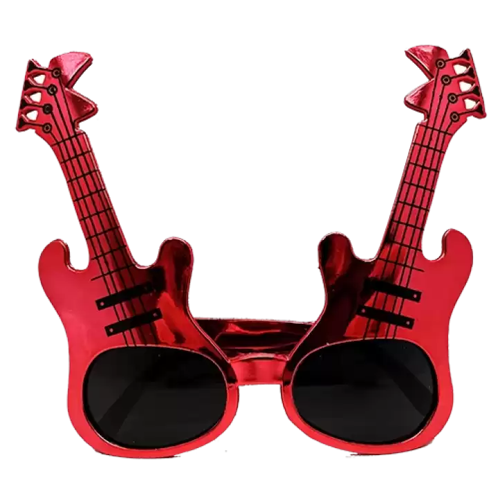 Kırmızı Renk Gitar Şekilli Parti Gözlüğü