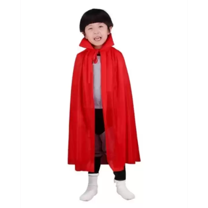 Kırmızı Renk Yakalı Pelerin Çocuk Boy 90 Cm