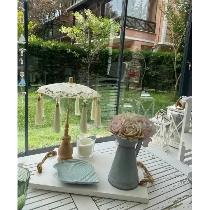 Masaüstü Dantelli Dekoratif Sunum Bali Şemsiyesi