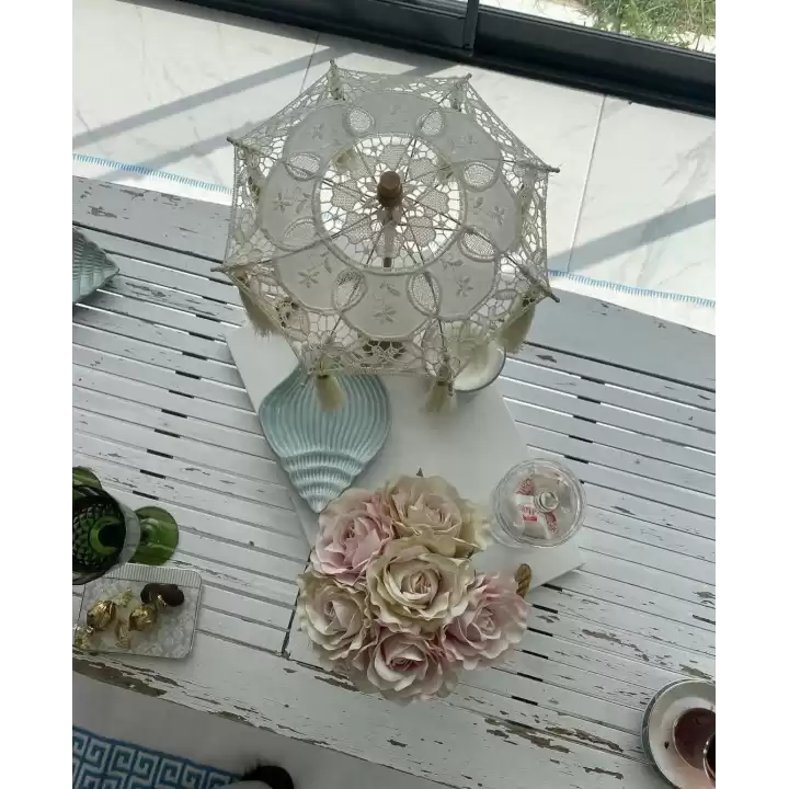 Masaüstü Dantelli Dekoratif Sunum Bali Şemsiyesi