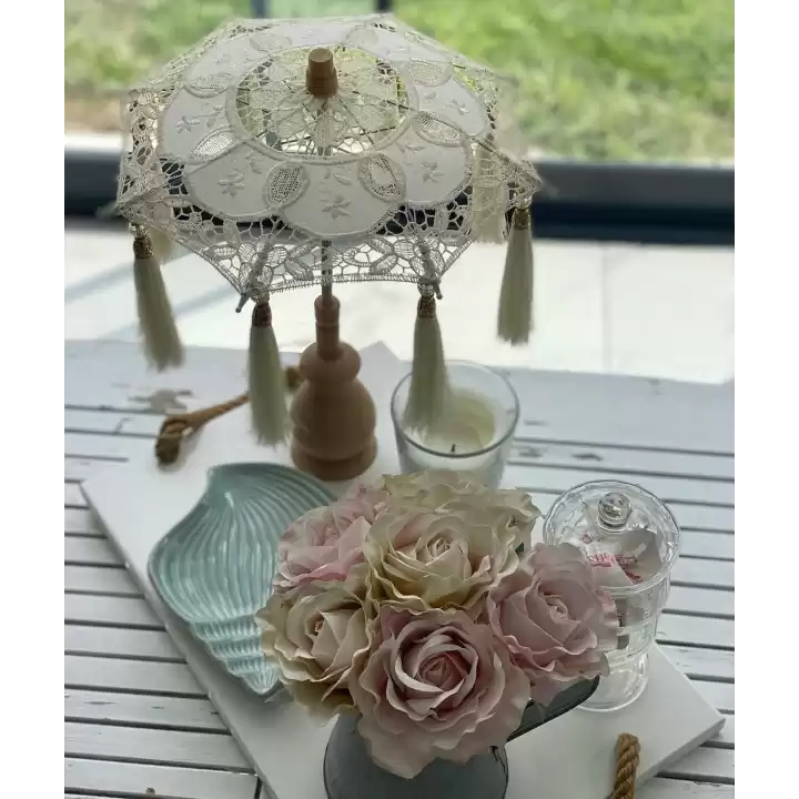 Masaüstü Dantelli Dekoratif Sunum Bali Şemsiyesi