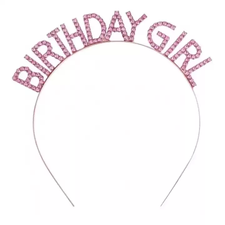 Pembe Kristal Taşlı Birthday Girl Taç