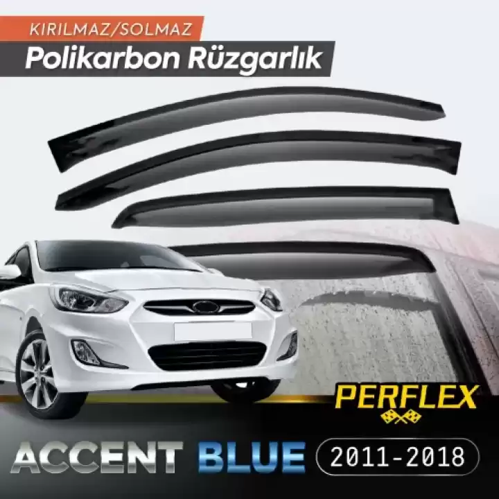 Perflex Polikarbon Kırılmaz Rüzgarlık V2 Mugen Hyundai Accent Blue 2011-2018