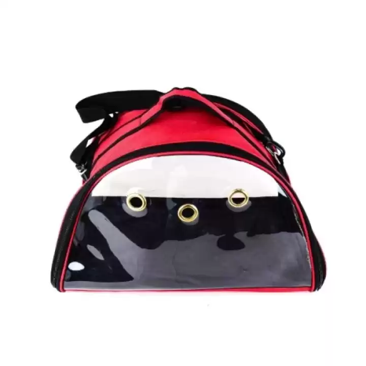Şeffaf Kedi Ve Köpek Taşıma Çantası Kırmızı Xl Boy