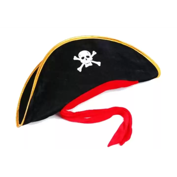 Yetişkin Boy Kadife Jack Sparrow Denizci Kaptan Jack Korsan Şapkası 50x20 Cm
