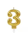 3 Rakamı Mum Gold Renk