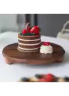 Akayev Ahşap 20 cm Ayaklı Sunum Tabağı - Pasta Tabağı - Doğal Sunumluk