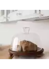 Akayev Ahşap 25 Cm Boncuk Ayaklı Cam Fanus