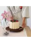 Akayev Ahşap 28 Cm Altın Boncuk Ayaklı Kelebek Sunum Tabağı