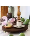 Akayev Ahşap 29 cm Altın Boncuk Ayaklı Sunum Tabağı