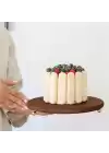 Akayev Ahşap 29 cm Altın Boncuk Ayaklı Sunum Tabağı