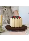 Akayev Ahşap 29 cm Altın Boncuk Ayaklı Sunum Tabağı
