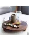 Akayev Ahşap 30 cm Ayaklı Sunum Tabağı - Pasta Tabağı - Doğal Sunumluk