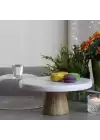 Akayev Mermer 25 Cm Ahşap Konik Ayaklı Kalın Beyaz Cam Fanus