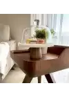 Akayev Mermer 25 Cm Ahşap Konik Ayaklı Kalın Beyaz Cam Fanus
