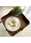 Akayev Mermer 25 Cm Ahşap Konik Ayaklı Kalın Beyaz Cam Fanus