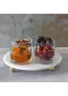 Akayev Mermer 25 Cm Altın Boncuk Ayaklı Elysia 4lü Reçellik İkramlık