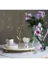 Akayev Mermer 25 Cm Beyaz Altın Boncuk Dal Sunum Tabağı