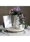 Akayev Mermer 25 Cm Beyaz Altın Boncuk Dal Sunum Tabağı