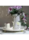Akayev Mermer 25 Cm Beyaz Altın Boncuk Dal Sunum Tabağı