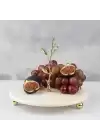 Akayev Mermer 25 Cm Beyaz Altın Boncuk Dal Sunum Tabağı