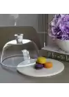 Akayev Mermer 25 Cm Beyaz Cam Fanus