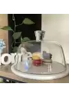 Akayev Mermer 25 Cm Beyaz Cam Fanus