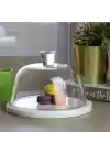 Akayev Mermer 25 Cm Beyaz Kalın Cam Fanus